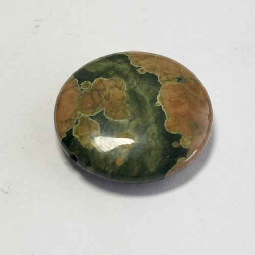 Perle plate jaspe-océan 25 mm – trou transversal 0,7 mm – vente à l’unité – pièce unique n°5