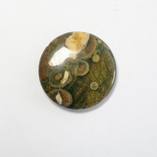 Perle plate jaspe-océan 25 mm – trou transversal 0,7 mm – vente à l’unité – pièce unique n°6