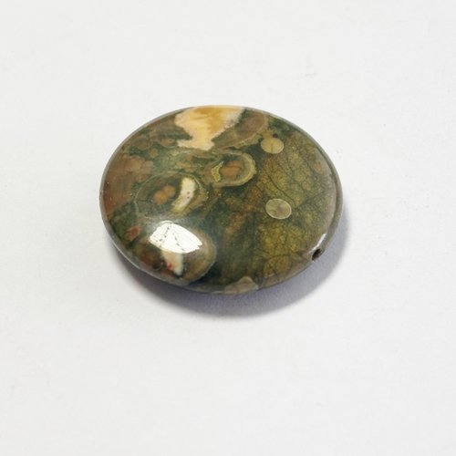 Perle plate jaspe-océan 25 mm – trou transversal 0,7 mm – vente à l’unité – pièce unique n°6