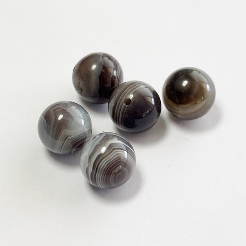 5 perles en agate du botswana 12 mm – lot n°1