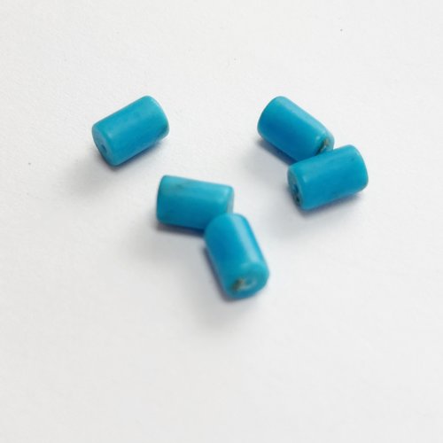 5 perles en turquoise naturelle aaa – forme tube 4×6 mm