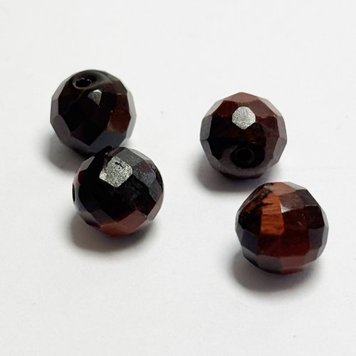 4 perles en œil de bœuf facettées 8 mm