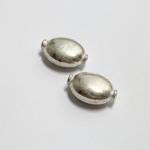 2 perles ovales bombées en argent 925 – 13,75 mm