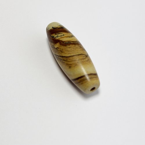 Perle en jaspe paysage naturelle 35×12 mm forme riz fuselé trou 1 mm