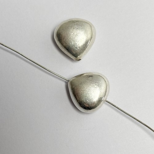 2 perles en argent 925 en forme de larme 12 mm – trou 1,2 mm – vendues par paire