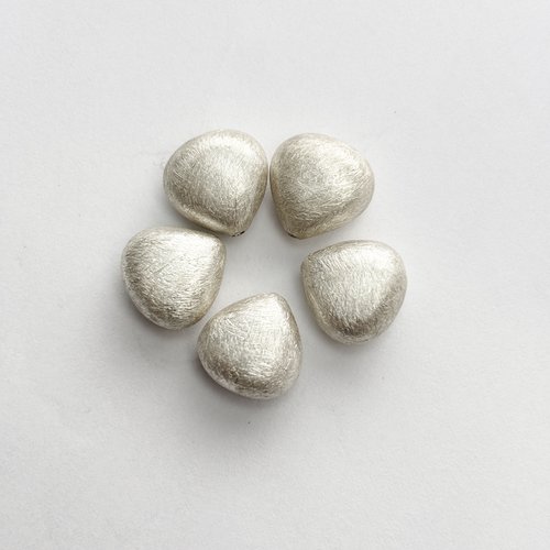 5 perles en argent 925 brossé forme larme 12 mm - trou 1,2 mm