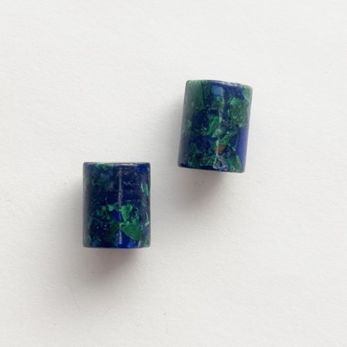 Lot de 2 perles azurite cylindriques 10x8 mm trou 0,8 mm - n°4