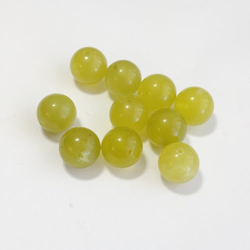 10 perles naturelles serpentine verte 12 mm