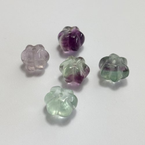 5 perles en fluorine naturelle - forme melon -10 mm - n°3
