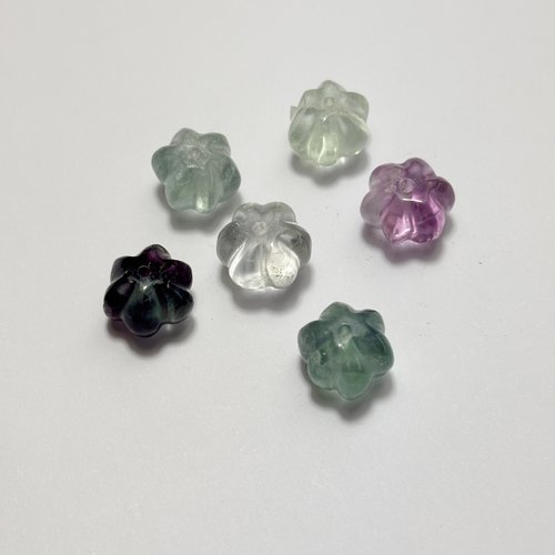 6 perles en fluorine naturelle - forme melon -10 mm - n°6