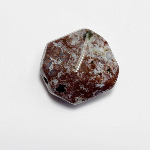 Perle facettée en jaspe orbiculaire 20 mm  - trou 1 mm - pierre naturelle pour bijoux