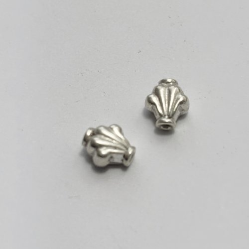 2 perles en argent 925 en forme d’éventail - 8 mm