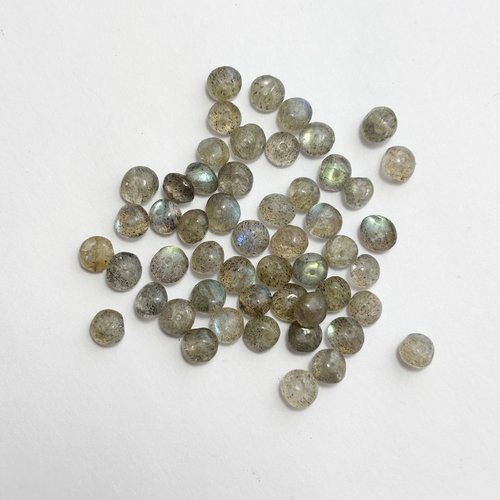 50 perles bouton en labradorite naturelle 5 mm.