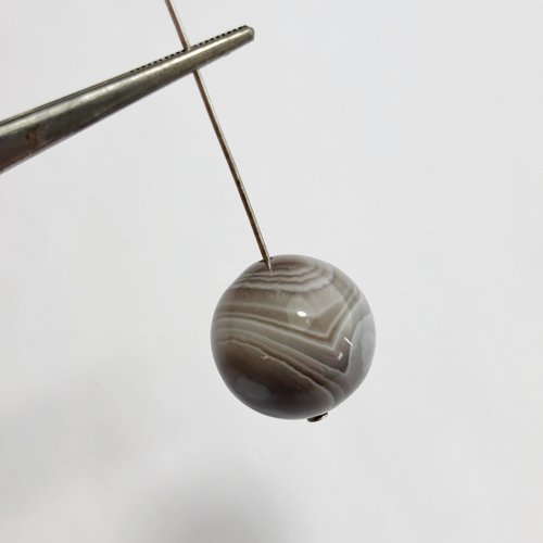 Perle en agate du botswana sphérique 18 mm - pierre naturelle - n° 13