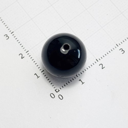 Perle onyx 16 mm de diamètre - agate noire