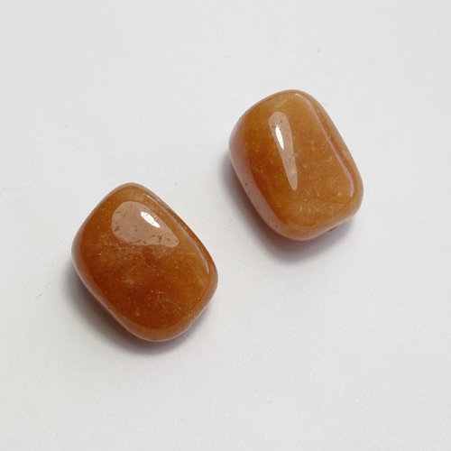 2 perles roulées en aventurine orange naturelle - 20 mm de longueur