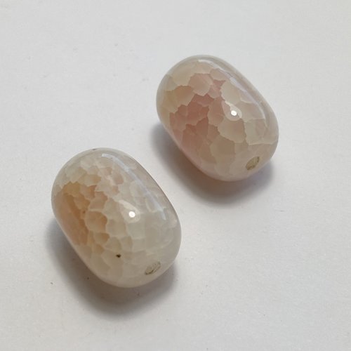 2 perles en agate craquelée cylindre 20 × 15 mm
