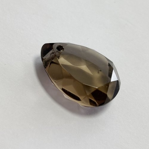 1 perle en quartz fumé - goutte facettée 25 mm, perçage vertical, pierre naturelle.