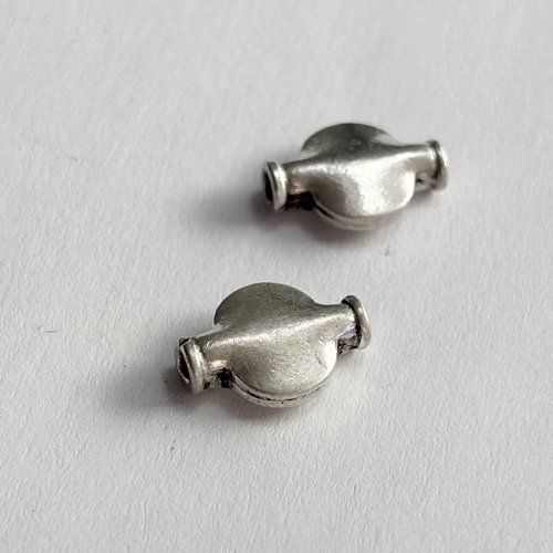 2 perles tonnellées plates en argent 925 massif –-12 mm