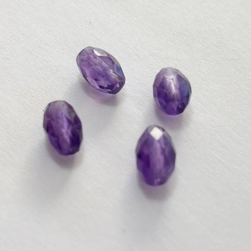 4 perles en améthyste naturelle facettée - forme riz 7,5 mm