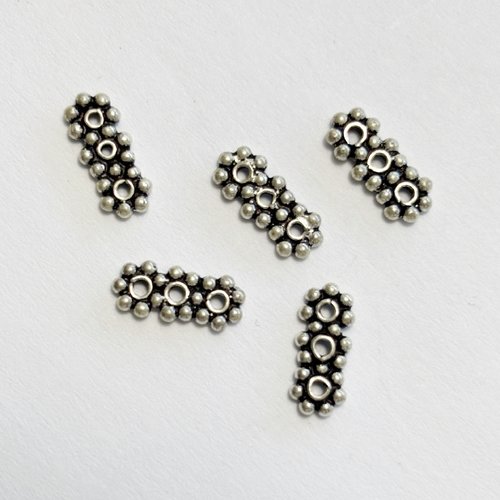 5 séparateurs 3 rangs à 7 pts 12.00 mm par 5.00 mm en argent. 925/1000.