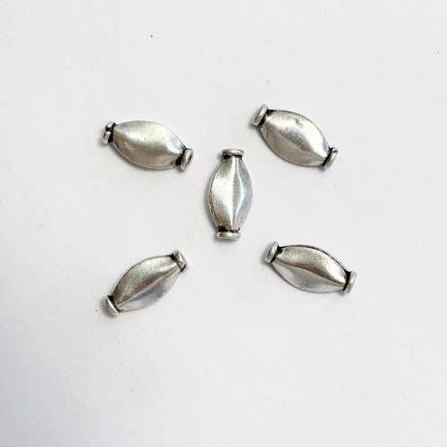5 perles en argent 925 forme œil plat - 12 mm.