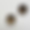2 perles en quartz fumé rondes 12.3 mm de diamètre.