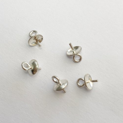 5 tiges coupelles argent 925 - 2,5 mm x 5 mm - fil 0,8 mm