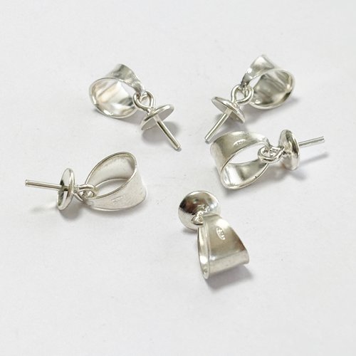 5 bélières coupelle-tige 5 mm en argent 925 poinçonné