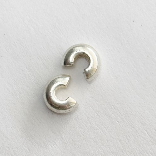 2 cache-nœud escargot en argent 925 - 5 mm.