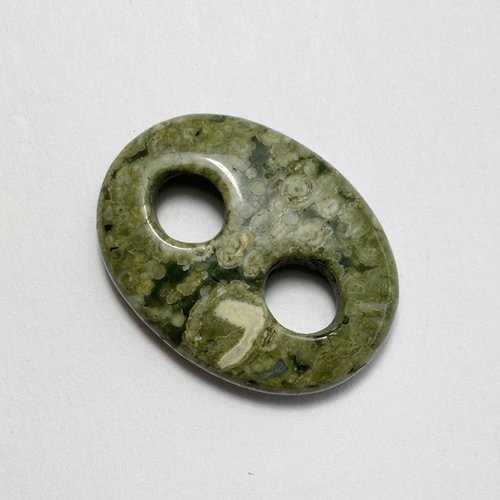 Perle en jaspe océan bi trou - 30 x 22 mm - ovale percée n°1