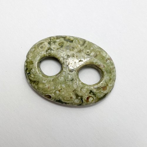 Perle en jaspe océan bi trou - 30 x 22 mm - ovale percée n°2