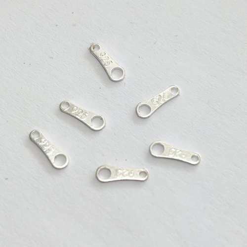 6 attaches de fermoir en argent 925 poinçonné - petites plaques italiennes 7,8 mm pour créations de bijoux
