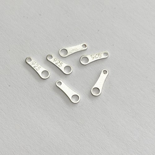 6 attaches de fermoir en argent 925 poinçonné - petites plaques italiennes 7,8 mm pour créations de bijoux