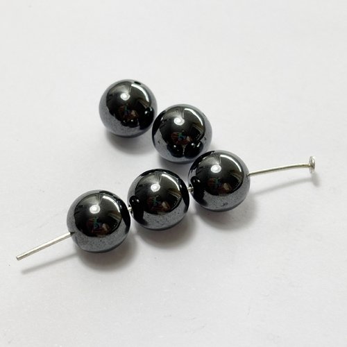 5 perles en hématite 10 mm