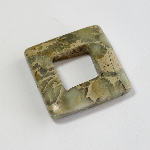 1 perle jaspe aquaterra carrée trouée 25 mm - n°1