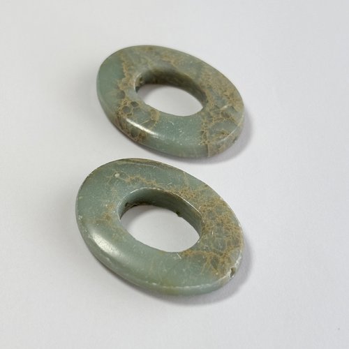 2 perles jaspe aquaterra ovales trouées 30 mm