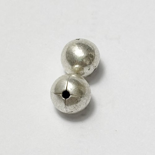 2 perles de finition semi-percées en argent 925 - 5 mm de diamètre.