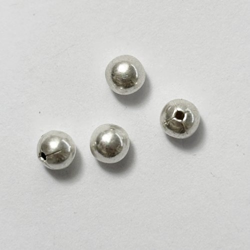 4 perles de finition semi-percées en argent 925 - 5 mm de diamètre.