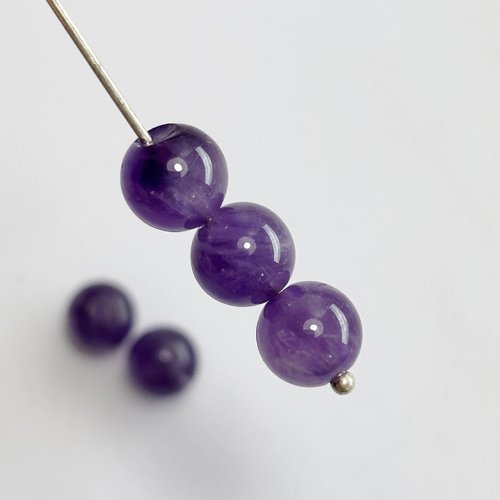 5 perles en améthyste naturelle boule 8,5 mm