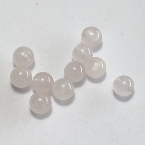 10 perles en quartz rose lisse - 4 mm de diamètre