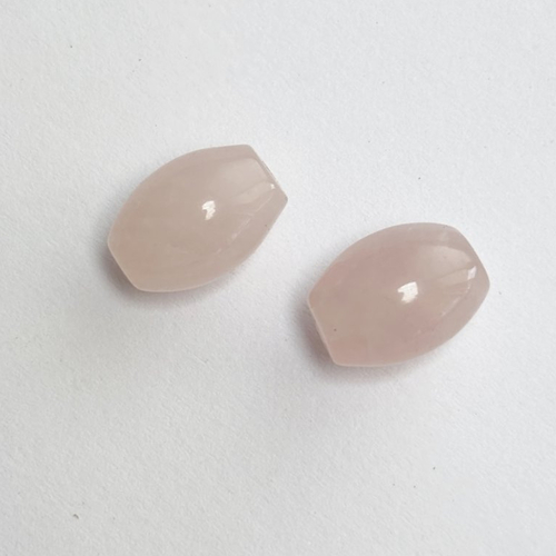 5 perles en quartz rose - forme olive - 12 mm de diamètre