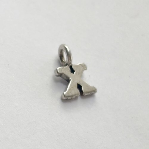 Pampille lettre x en argent 925 poinçonnée - 8 mm