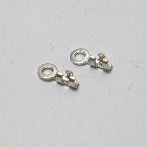 2 embouts à écraser 0,8 mm, 3 clips, anneau rond, argent 925