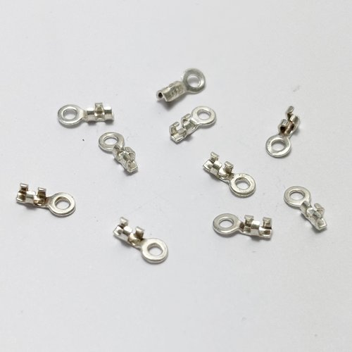 10 embouts à écraser 0,8 mm, 3 clips, anneau rond, argent 925