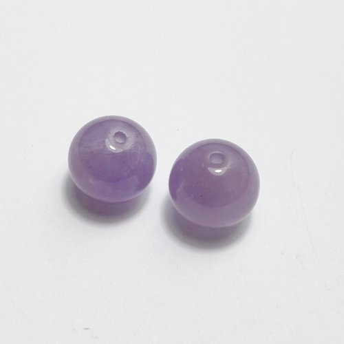 2 perles en améthyste lavande 10 mm