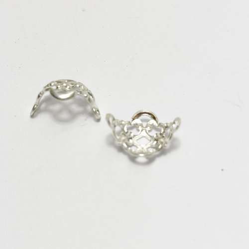 2 coupelles dentelle filigranée 8 mm en argent 925 6 spéciale perles 8 mm