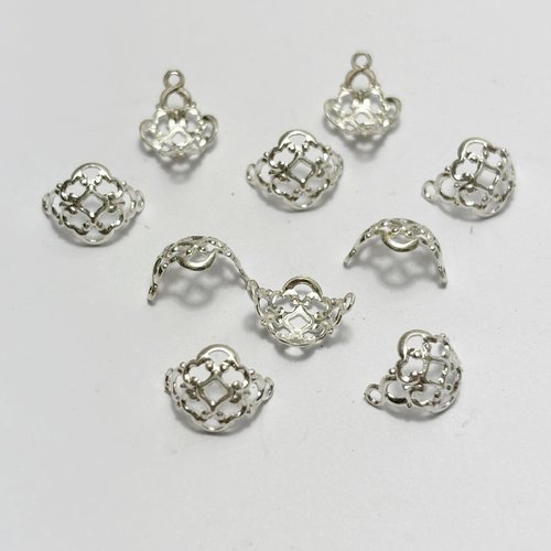 10 coupelles dentelle filigranée 8 mm en argent 925 6 spéciale perles 8 mm