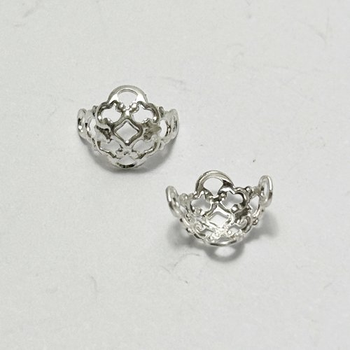 2 coupelle dentelle filigranée 6 mm en argent 925 - spéciale perles 6 mm
