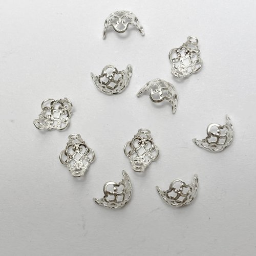 10 coupelles dentelle filigranée 6 mm en argent 925 - spéciale perles 6 mm